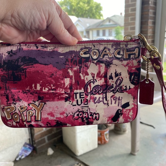 Coach Pink and Red Graffiti Clutch or WRISTLET - Picture 2 of 7
